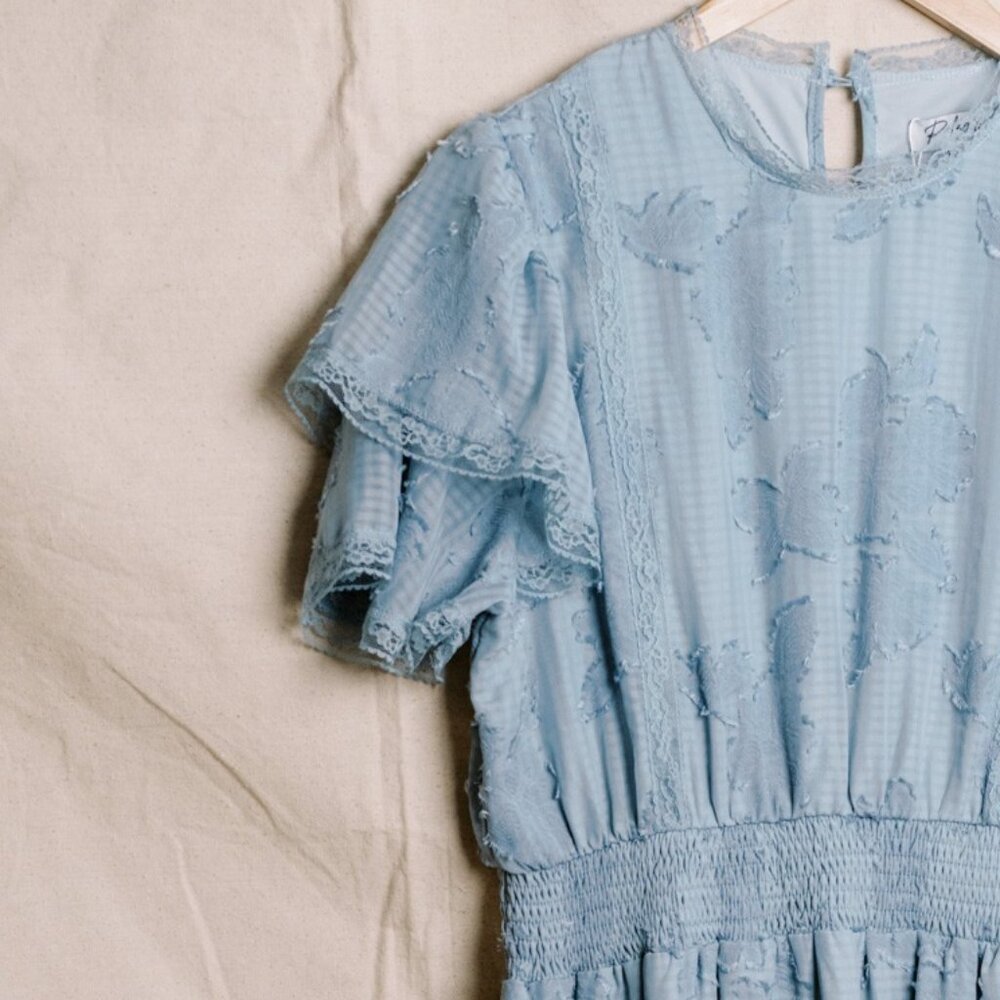 Baltic Born Light Blue Lace Midi Dress